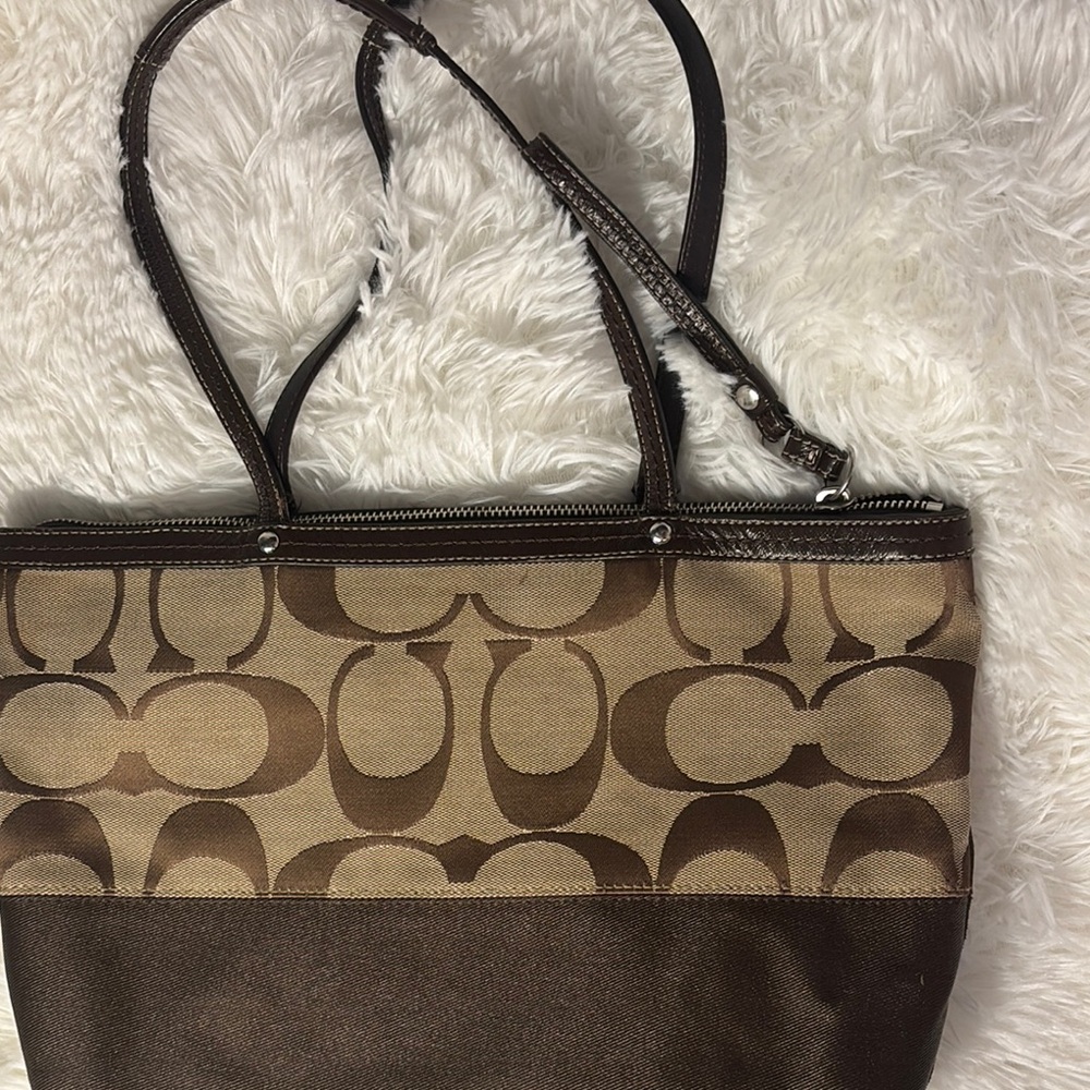 Coach brown/tan tote&matching wallet